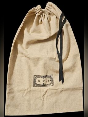 Gucci Replacement Dust Bag Brown Canvas Ribbon Drawstring Medium Handbag Storage